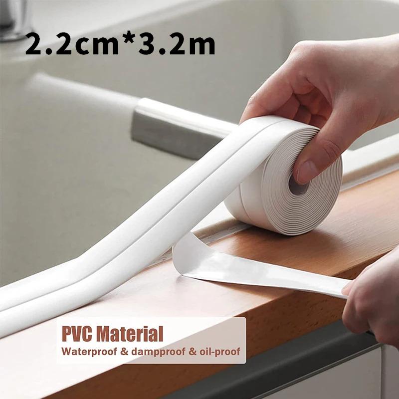 

3.2M Self-Adhesive Kitchen & Bathroom Sealing Tape, PVC Material, Waterproof & Oil-Proof for Toilet & Sink