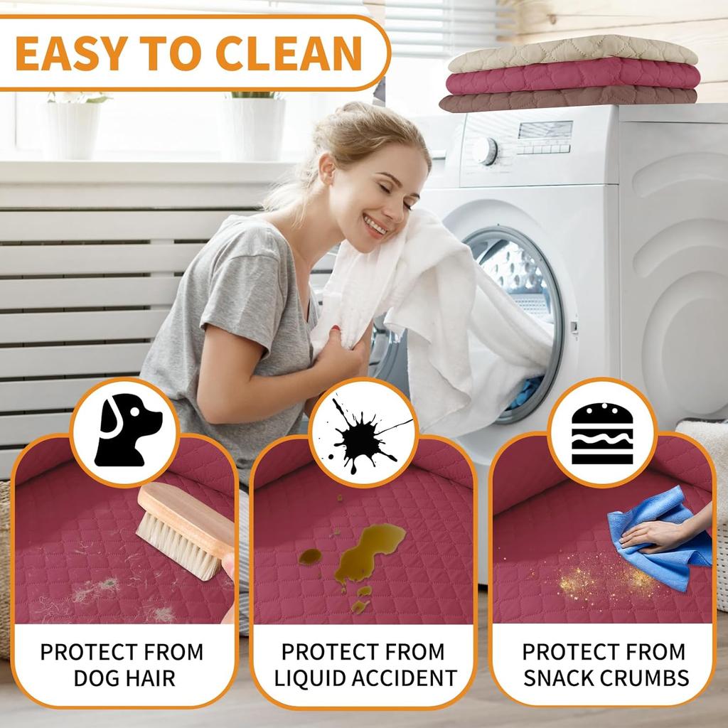 Waterproof Sofa Cover Grid with Pockets Protector for 1/2/3 Seat Armchair Recliner Multi-Color Stain-Resistant Couch Cushion