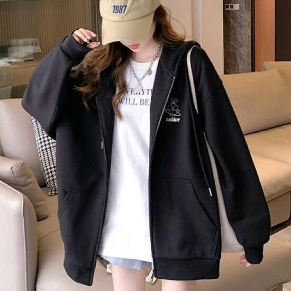 Navava Women Casual Daily Long Sleeve Hooded Zip Up Nc318