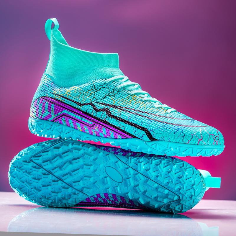 

Новые футбольные бутсы мужские сделанные трава плоские тренировочные бутсы длинные шипы сломанные шипы юношеские спортивные носки рот 46