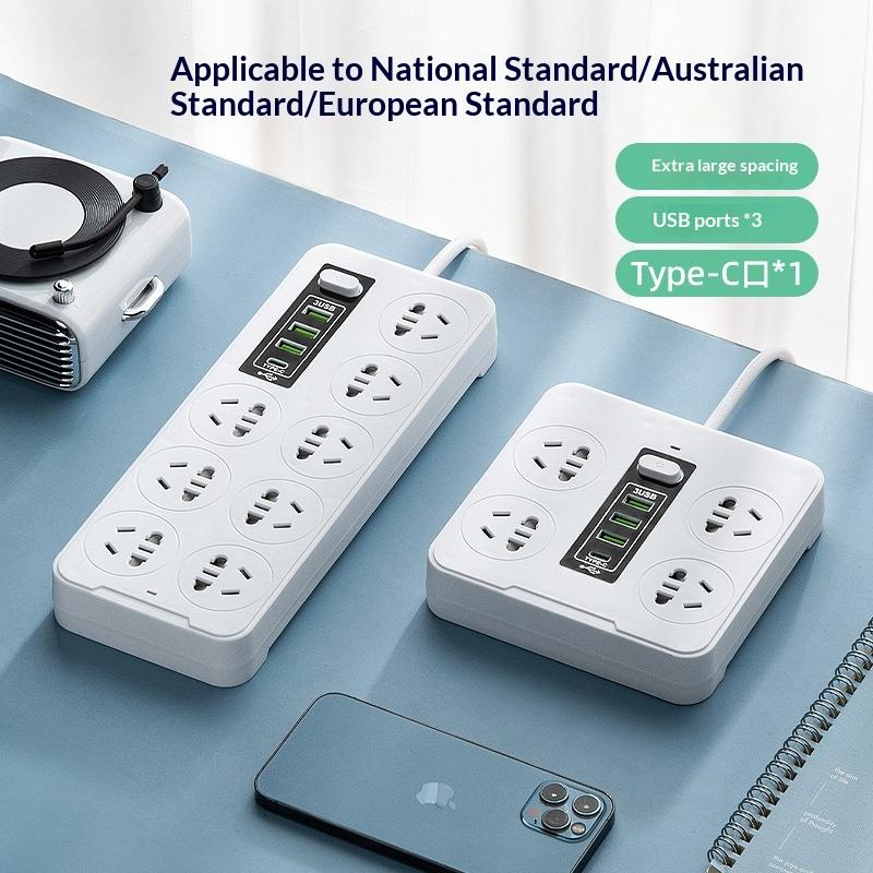 Universal Power Strip Socket Eu Us Au Plug With Usb Type-C Pd Surge Protector Power Cord Extension Sockets