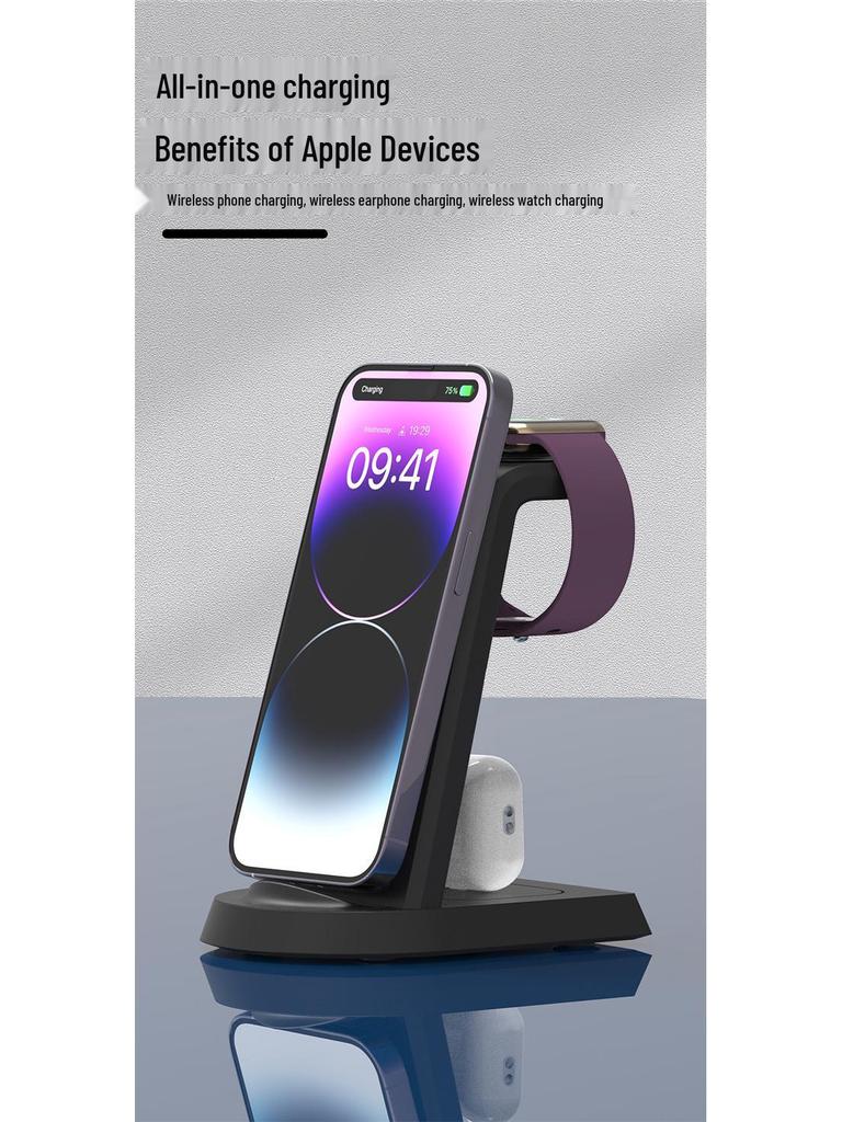 Multi-Device Wireless Charger and Stand for iPhone, AirPods, and Apple Watch