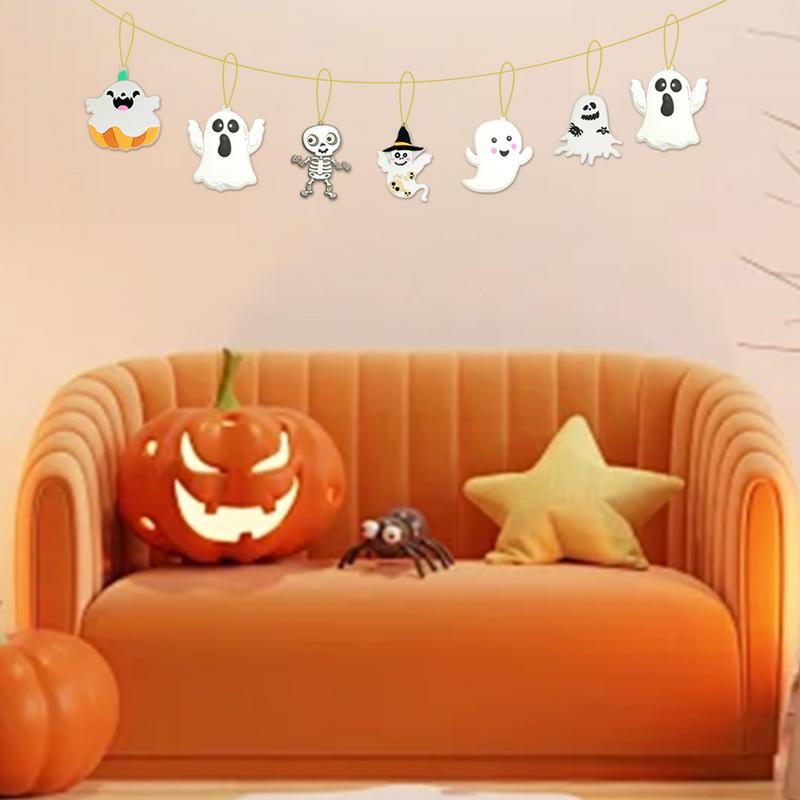 Halloween Ghost Pendant Halloween Ornaments Ghost Pendant 12PCS Halloween Door Hanger Sign For Window Wall Trees Outdoor Home