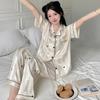 French Sweet Elegant Black Heart-shape Print Women's Pajamas Korean Ins Harajuku Striped Homewear New Summer Y2k Sleepwear