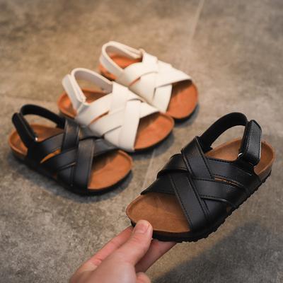 Sandálias para meninos, sapatos infantis de verão, moda, sola macia, sapatos baixos para crianças, casuais, confortáveis, sapatos de praia, preto, branco, sandálias romanas para meninas