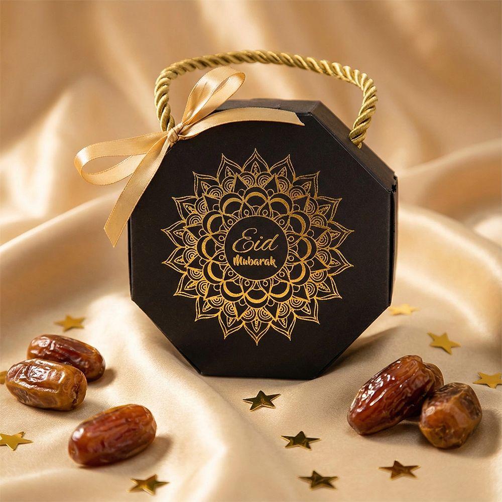 10Pcs Satin Ribbon Bow Eid and Ramadan Gift Boxes Gold Stamping Reusable Eid Gift Box Portable Multicolor Ramadan Gift Box