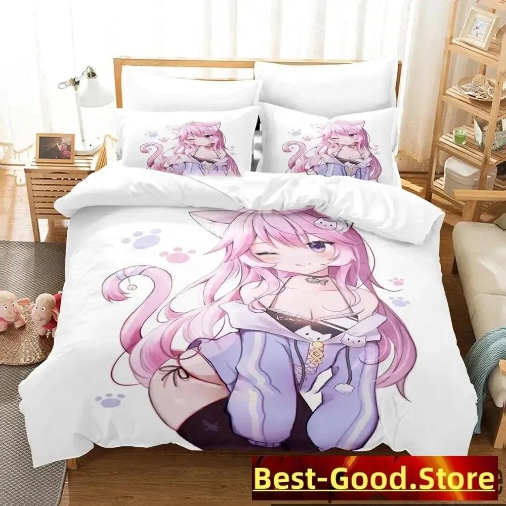 Top Anime Nyatasha Nyanners Bedding Set Printed Bed Set With Pillowcase Bed Duvet Cover Soft Single Double Queen Super King Size