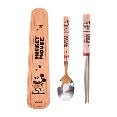 Lilpang Mickey Vakuum Edelstahl Löffel Slim Etui Set, Gemischte Farben, Etui + Löffel + Essstäbchen, 1 Set