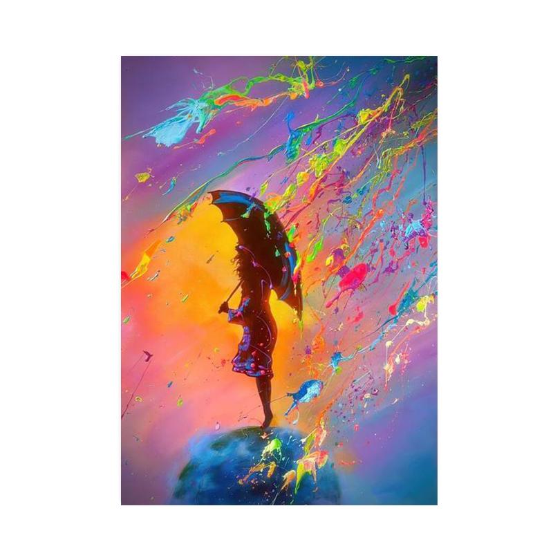 Akvarel Rainbow Rain Lovers Malba na plátně Abstraktní graffiti páry Obejmout nástěnný obraz do obývacího pokoje Domácí dekorace