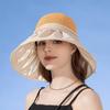 Luxury Summer Bucket Hat for Women Breathable Mesh Spliced 12cm Large Brim Sun Cap Candy Color Elegant Ladies Casual Bow Top Hat