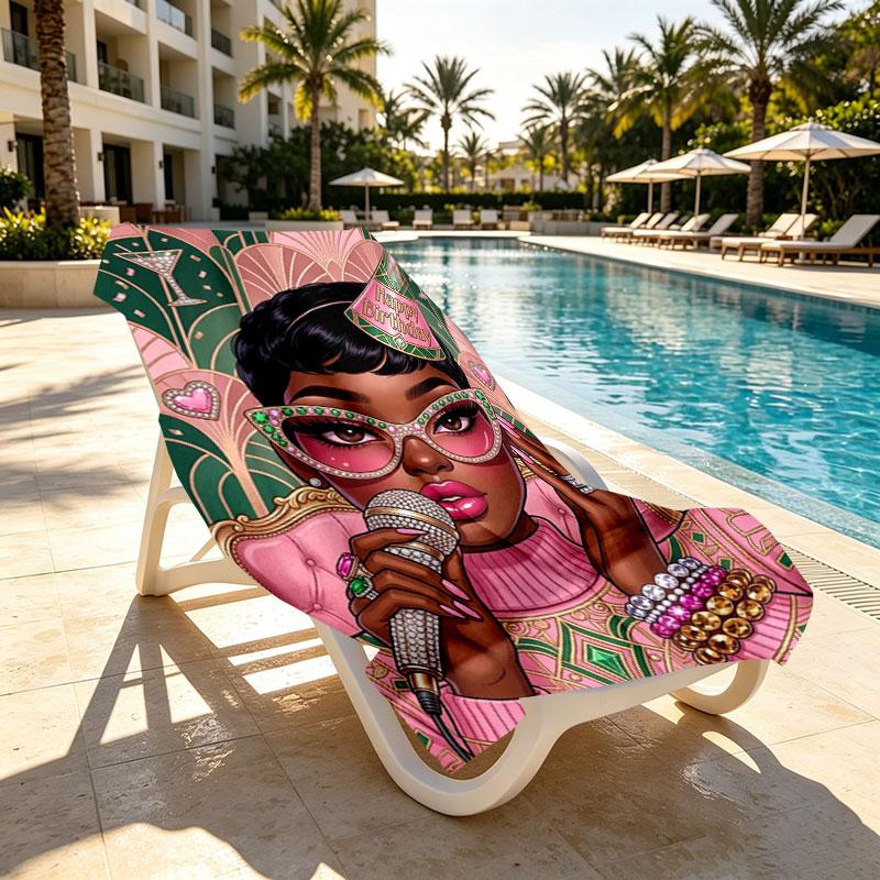 Alpha Kappa Alpha Print Beach Towel Design, Soft, Lightweight. for Home Bathroom, Spa, Pool, Yoga, Surfing, Camping, Gift for Family, Friend