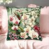Orchid Flower Print Throw Pillow Cover, Vintage Floral Art Decorative Cushion Case For Sofa Bedroom