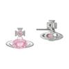 VIVIENNE WESTWOOD Allie Saturn Shaped Design Pink Diamond Plated Gold Earrings Women Earrings Silver 6201034P-02P465
