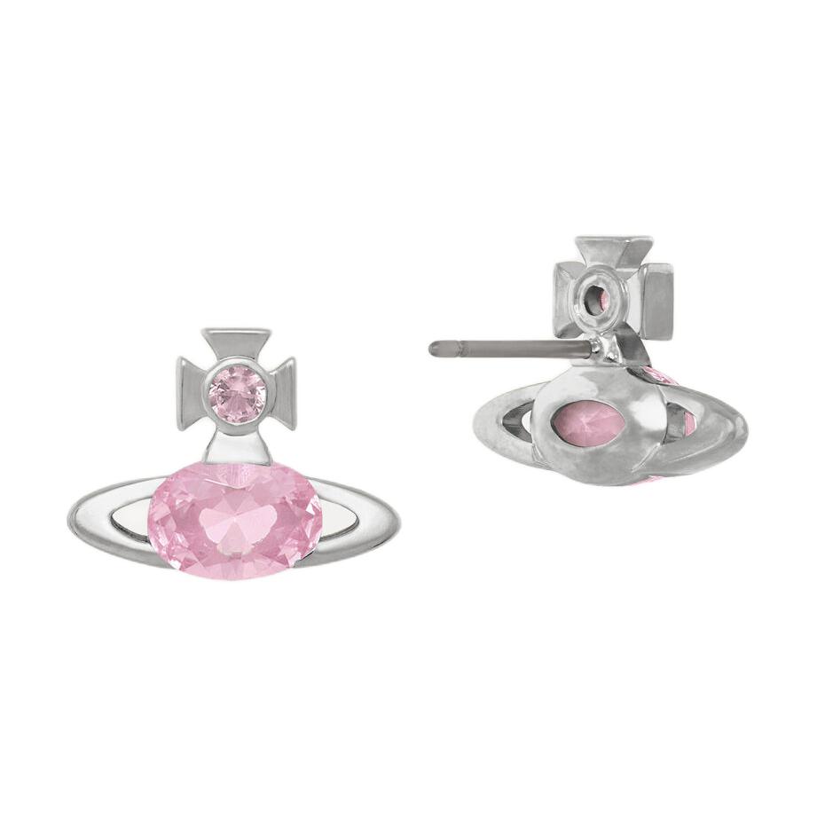 VIVIENNE WESTWOOD Allie Saturn Shaped Design Pink Diamond Plated Gold Earrings Women Earrings Silver 6201034P-02P465
