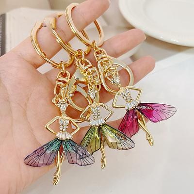 Elegant Dancing Girl Keychain Women's Creative Acrylic Keychain Accessories Car Bag Pendant Birthday Gift for Best Friends