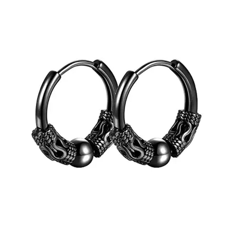 1Pair Punk Stainless Steel Round Circle Totem Hoop Earrings for Men Women Not Fade Ear Rings Hip Hop Male Jewelry Gift