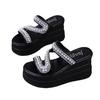 Summer new outer wear platform sandals wedge heel high heel one-word cool slippers