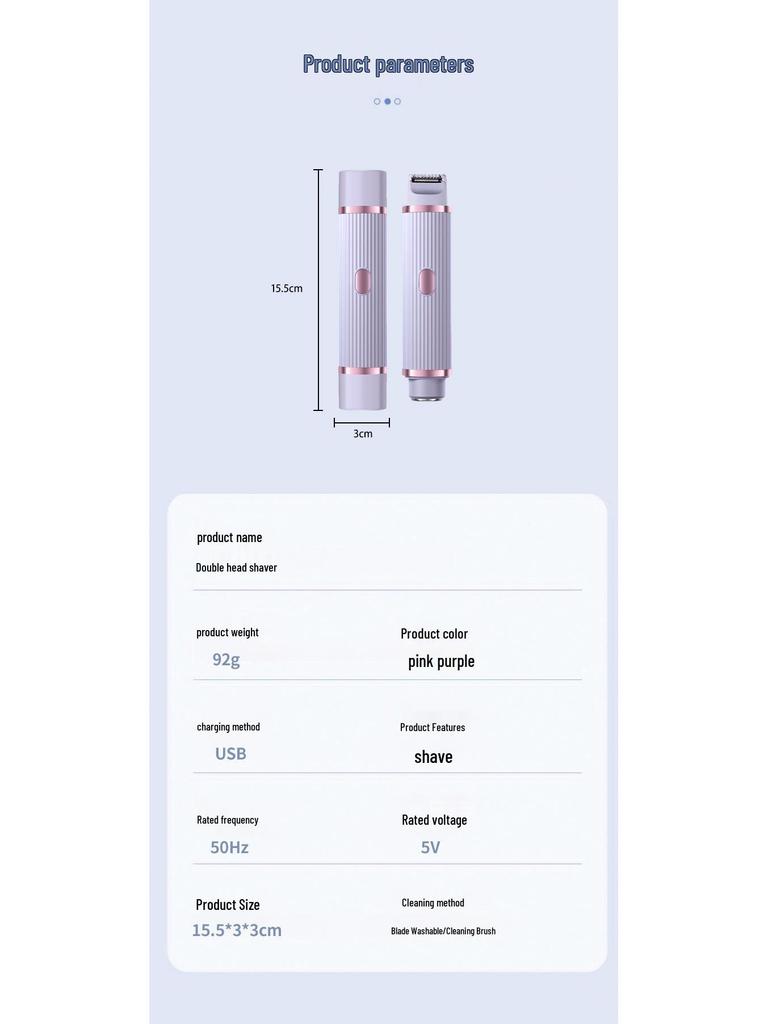 Dual-Head Electric Women's Shaver & Epilator: Full Body and Pubic Hair Trimmer