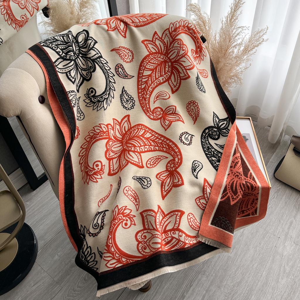 Winter Design Pashmina Decke Kaschmir Schal für Damen Warme Dicke Schals und Wickeltücher Poncho Damen Bufanda Echarpe Quaste Schal