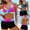 2024 Women's European & American Print Crisscross Halter Bikini Swimsuit