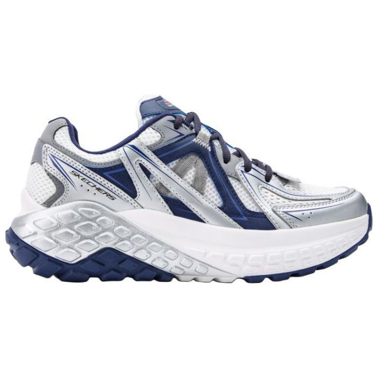 Skechers Lightweight Supportive Shock Absorbing Balance Breathable Low Top Running Shoes Men Sneaker White Blue 232740-WNV