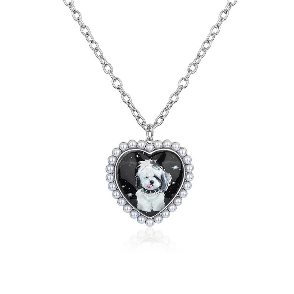 Unique Style Sweater Chain Kitten Puppy Heart Necklace Cat Dog Necklace Friend Gift
