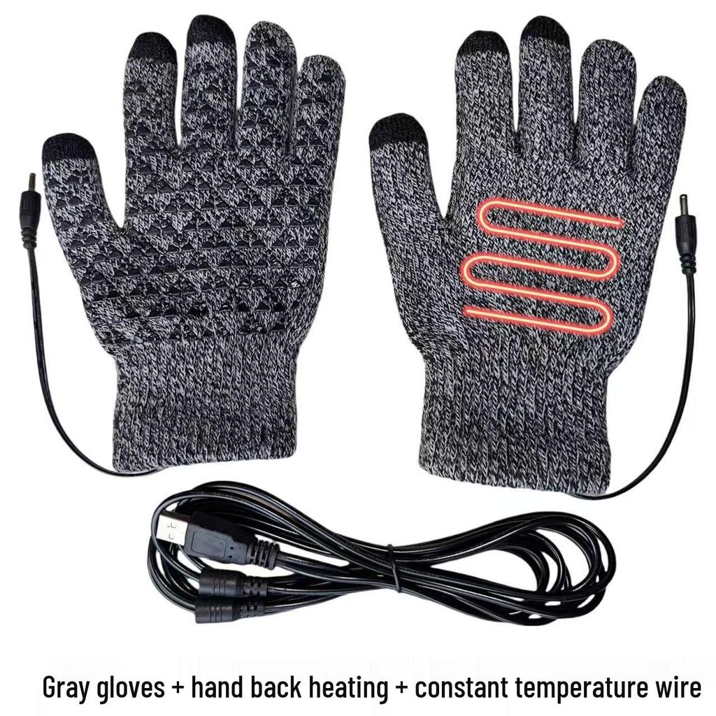 USB Rechargeable Non-slip Heated Gloves with Adjustable Temperature and Thickened Five-finger Design for Warmth