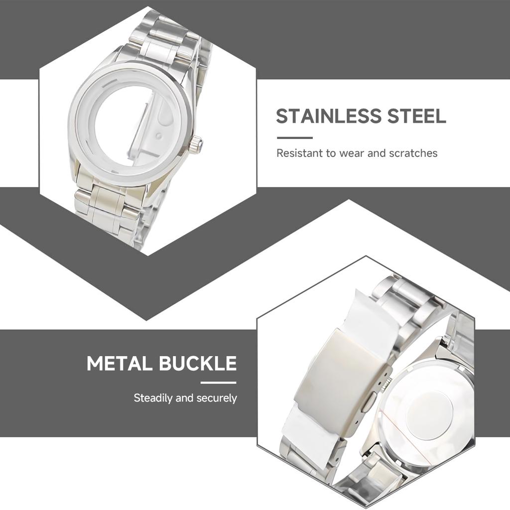 Silver Watch Case Fit 33.5mm Dial For Seiko Grand NH35/NH36/34/4R Automatic Movement Sapphire Crystal Strap Mod Parts