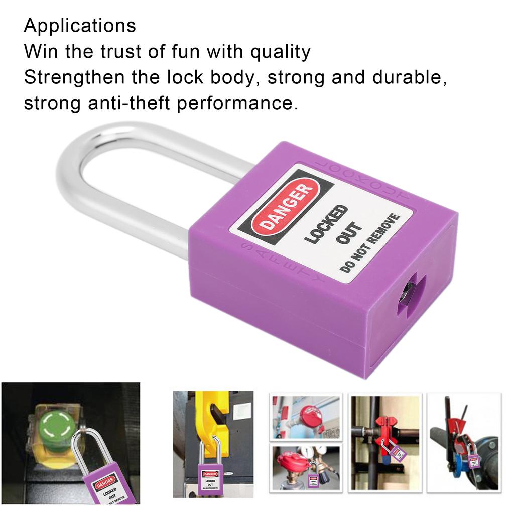 38mm   Padlock Insulating Industrial Plastic Nylon PA Steel for Chemical Electric Power Nuclear Energy(Purple )