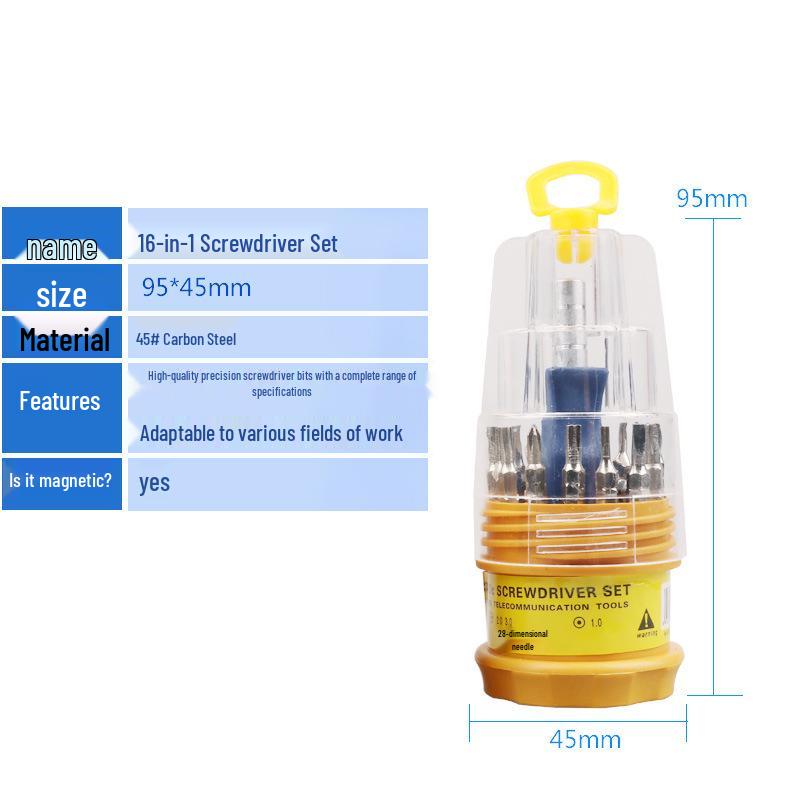 16-in-1 Multi-functional Screwdriver Set for Glasses & Household Repair