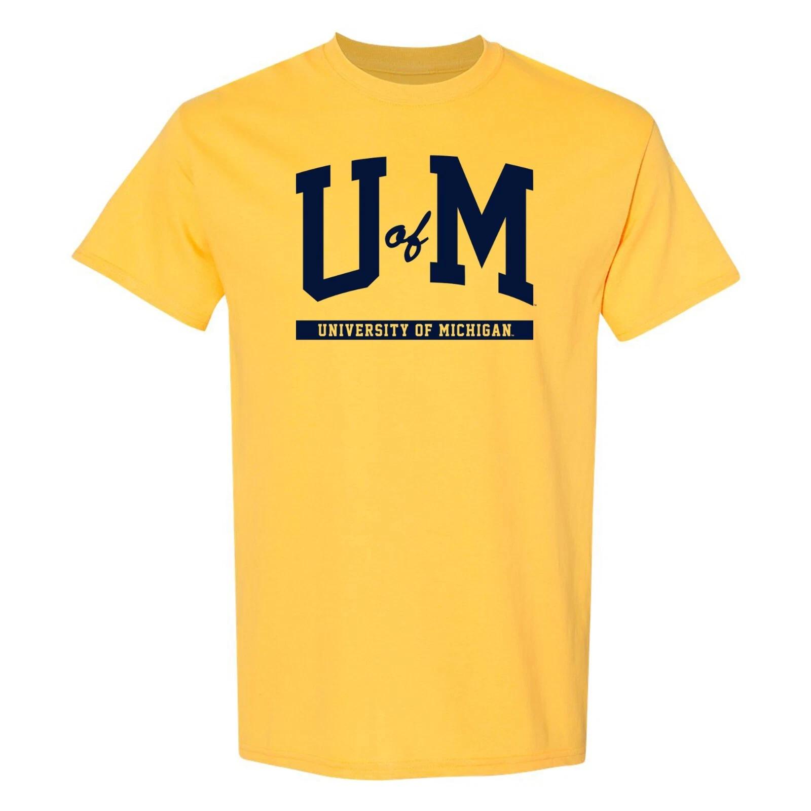 Michigan Wolverines Initial Arch - NCAA University Short Sleeve T-Shirt M