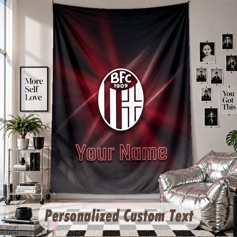 Custom Tapestry Wall Hanging, Bologna FC Personalized Name Text Home Wall Decor
