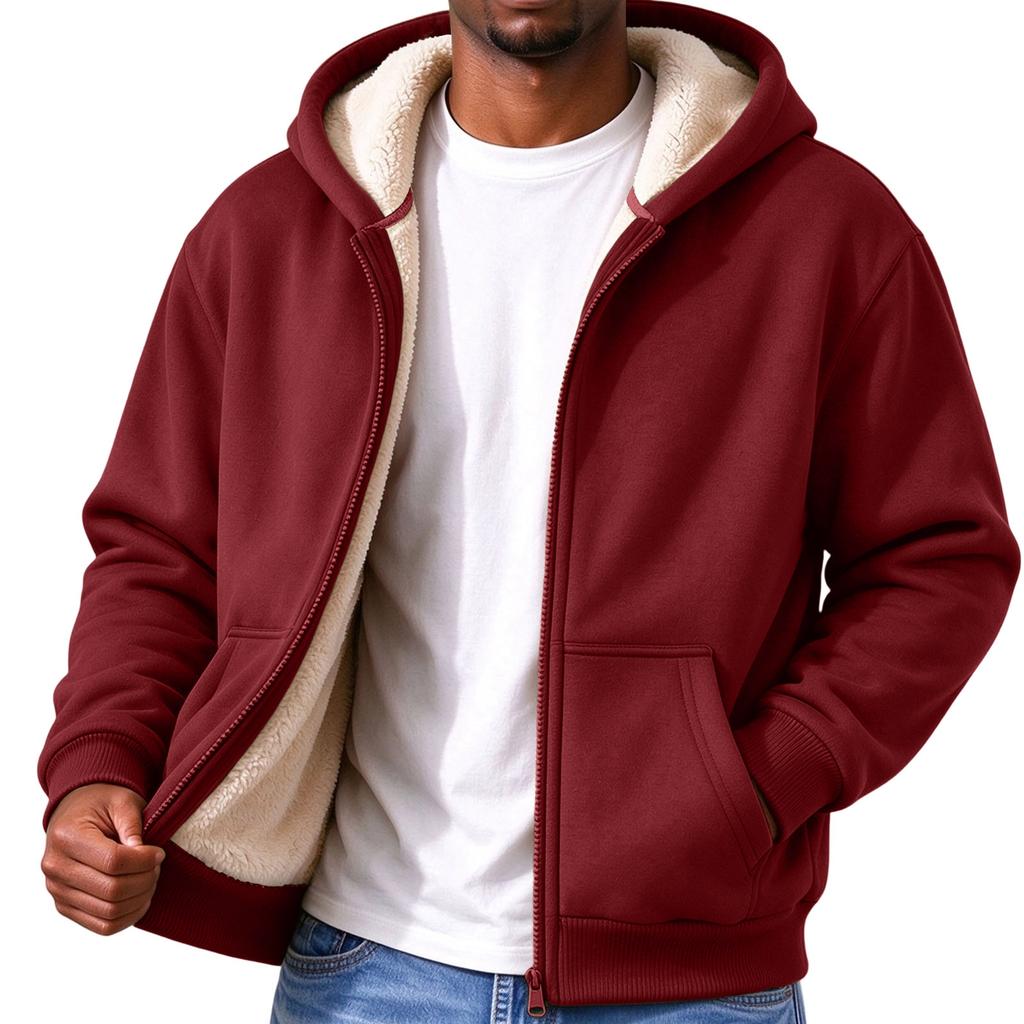 Herren Kapuzenjacke, Warm gefüttert, Reißverschluss Sweatshirt für Jugendliche