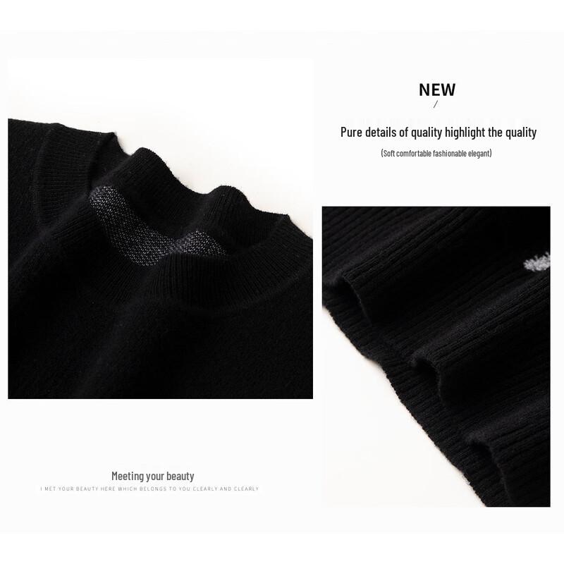 TUHUANG Women's Round Neck Pure Wool Embroidered Pullover Sweater