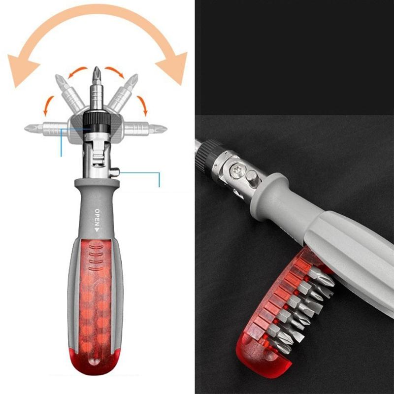 All In One Ratcheting Screwdriver 10 In 1 Screw Driver with Magnetic Bits Set Small Pocket Size Portable