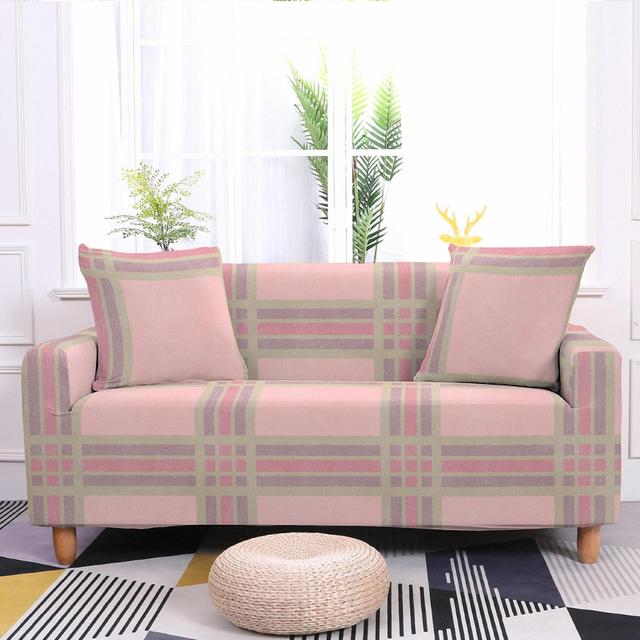 Striped Plaid Printed Couch Cover Sofa Cover For Living Room Elastic L -Shape Anti -Fouling Slipcovers Pets Chaselong Protector