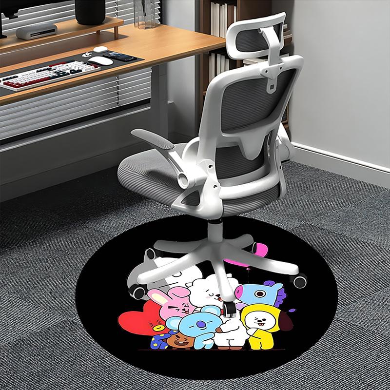 Kpop Chair Mat Round Rug-Office Carpet, Machine Washable, Non-slip, Suitable for Living Rooms, Bedrooms