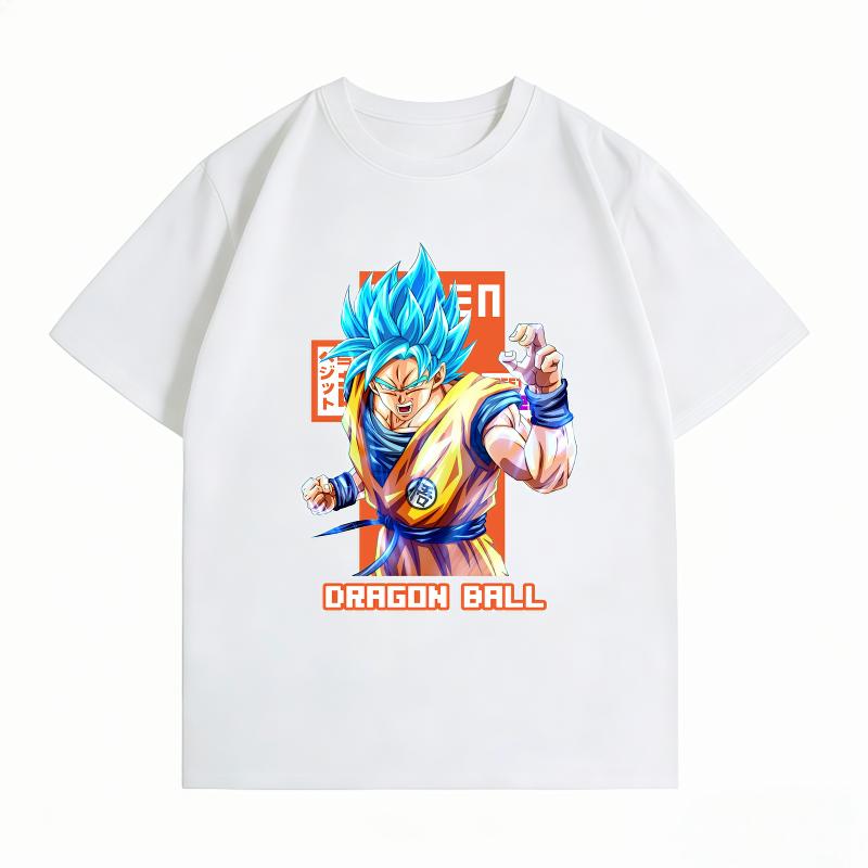 Unisexs Clothing New 100 Cotton Breathable Summer TShirt Dragon Ball Goku Blue Print Casual Streetwear Unisexs Tops