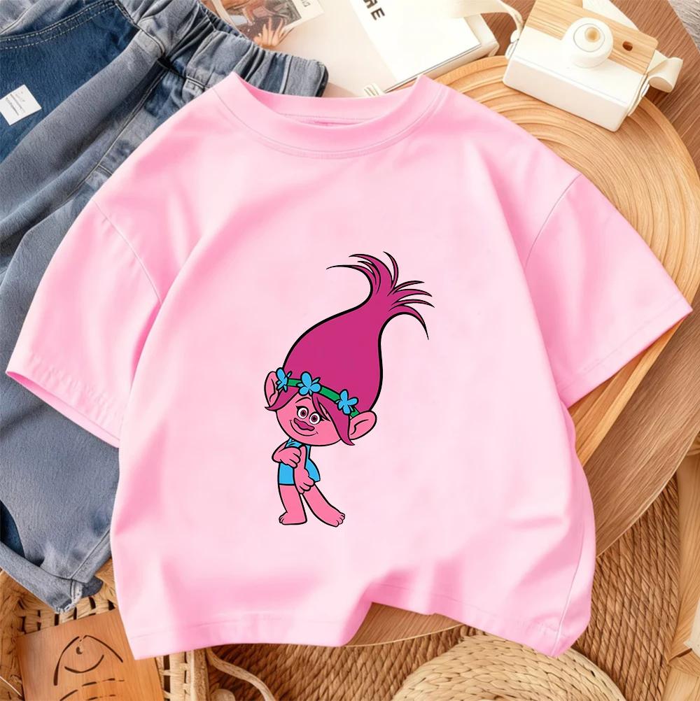 

Fashion Children T Shirt Trolls Cute Kawaii Design Boys Girls Summer Street Style Crew Neck 110