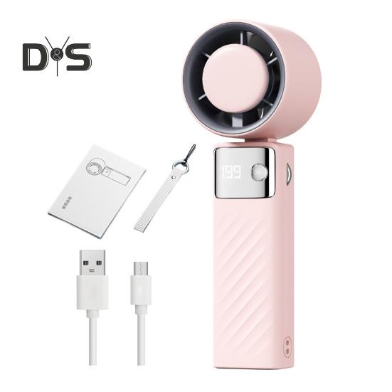 Handheld Cooling Fan with Digital Display Strong Airflow 1-199 Speed Low Noise Battery-Powered Portable Personal Fan