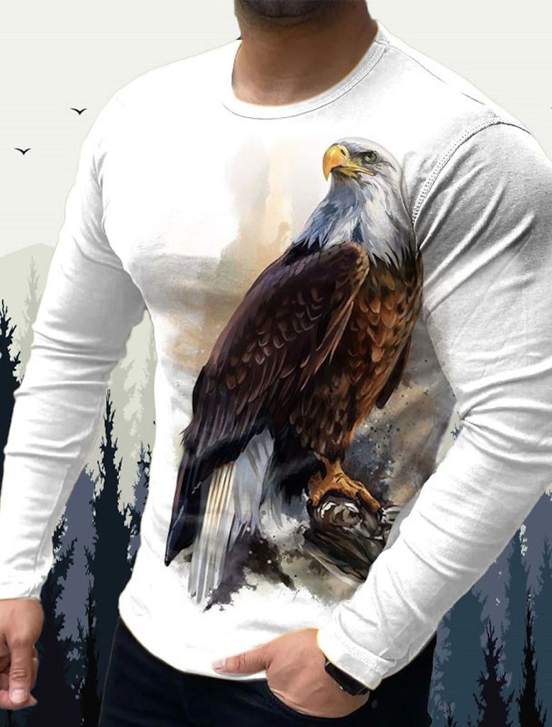Men's T Shirts Vintage Animal Wolf Long Sleeve Tops Autumn Sweatshirt Graphic Casual Hip Hop Fashion Clothing O-neck T-shirts