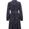 Shop   Women Flower Pattern Belted Long Sleeve DreSs Ivory Ss Wdr 2874