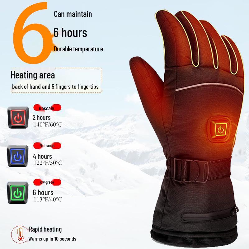 Winter Heated Touchscreen Cycling & Skiing Gloves: Thick, Warm, Electric Charging Heating Gloves for Outdoor Use.