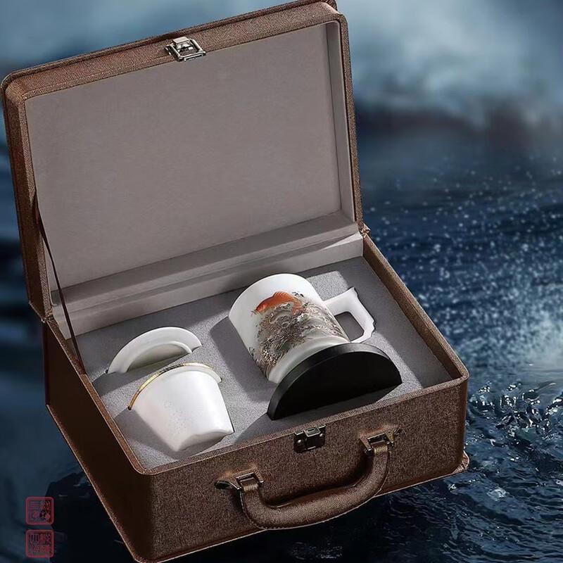 Suet Jade Ceramic Office Tea Cup with Filter