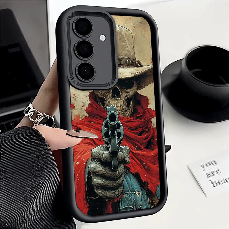 Handyhülle für Samsung Galaxy A17 A16 A15 A14 A13 Sensenmann Totenkopf Skelett Pistole A56 A36 A26 A55 A35 A25 A54 A34 A24 A53 A33 A23 A07