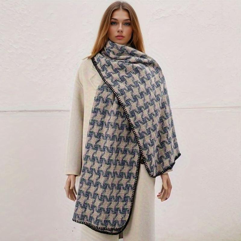 Neuer Winter Schal Kaschmir Marke Damen Schal Luxus Hahnentritt Dick Warm Pashmina Wickeltuch Hijab Foulard Bufanda Damen Stolen