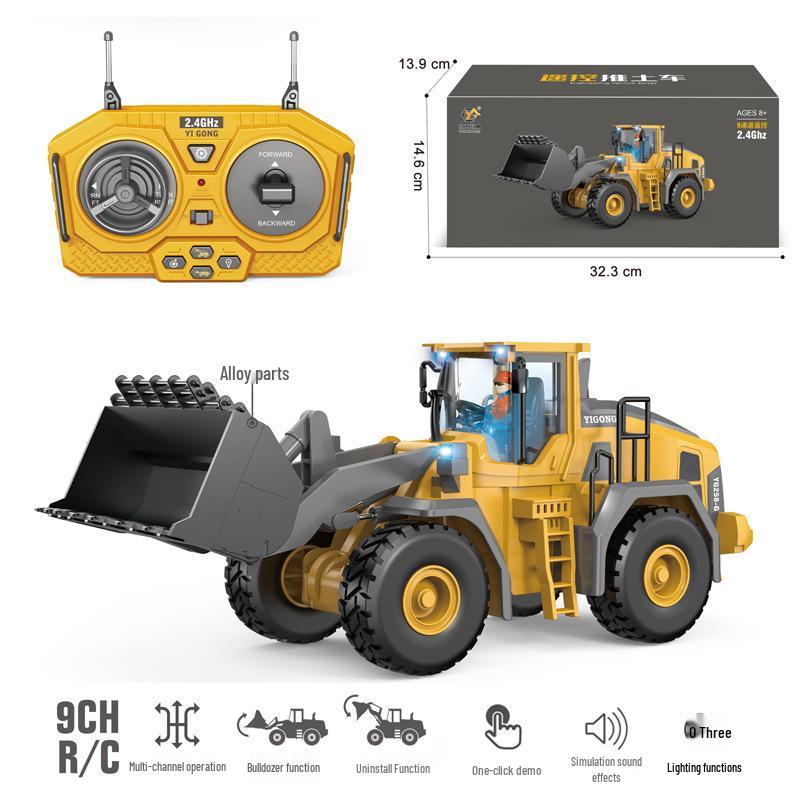 Alloy Remote Control 2.4G Excavator Bulldozer & Dump Truck Set for Kids