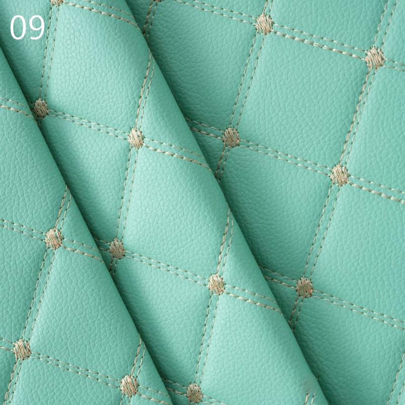 Vyšívaná kostkovaná kosočtvercová PU koženka Zesílená houba Prošívaná umělá kůže Pro DIY Potah autosedačky Čalounění střechy auta