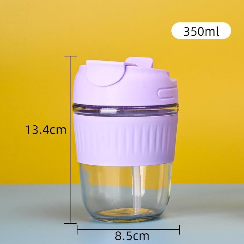 Elegante Tazza da Caffè e Acqua in Vetro con Cannuccia - Portatile per Donne, Ufficio, Studenti