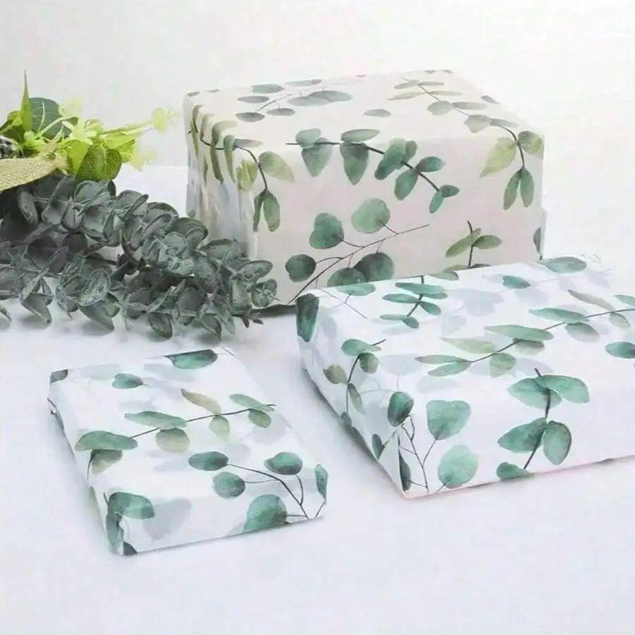 Unique Plant Design Plant Printed Leaf Packaging Paper, Gift Packaging Tissue, Suitable for Packaging Gifts, Birthdays, Holidays
